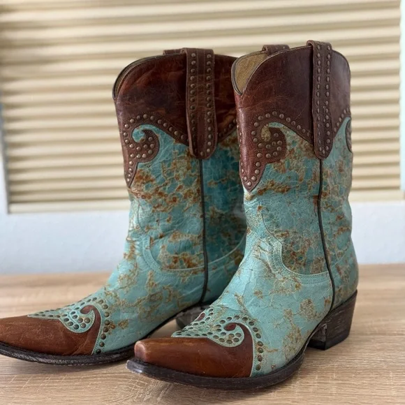 Old Gringo Turquoise and Brown Cowgirl Boots - Picture 2 of 10
